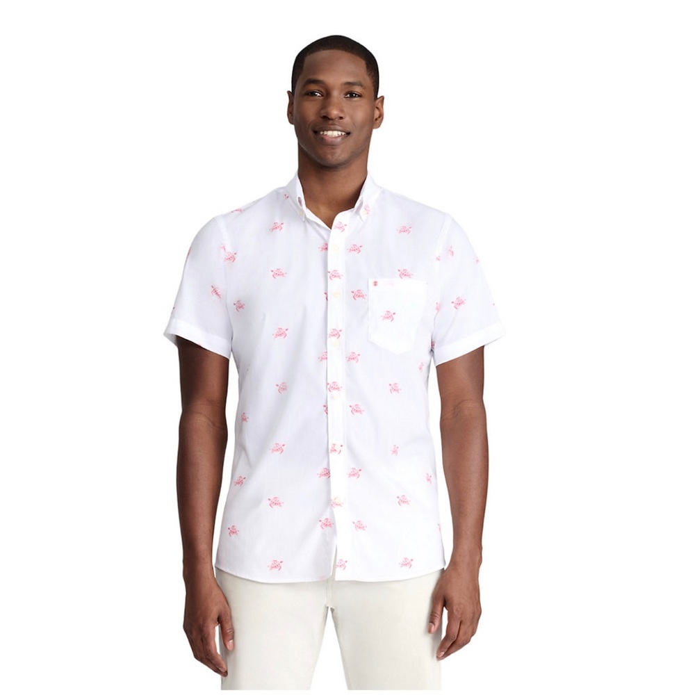 IZOD Men’s Short Sleeve Classic Printed Breeze Button Shirt Size 2XL *NWT preppy
